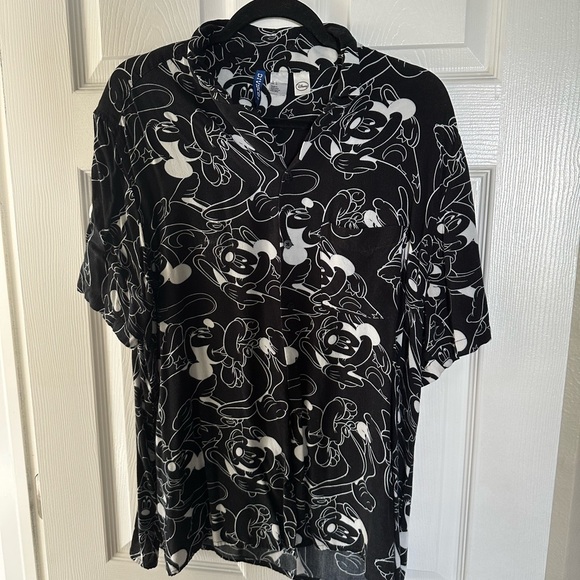 Disney Black and White Mickey Mouse Shirt - Picture 1 of 2